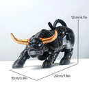 Polished gold wall street bull statue office decor by Decorbites
