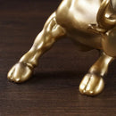 Polished gold wall street bull statue office decor by Decorbites
