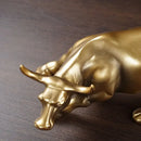 Polished gold wall street bull statue office decor by Decorbites