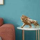 Polished golden lion king resin statue – home office decor by Decorbites