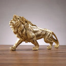 Polished golden lion king resin statue – home office decor by Decorbites