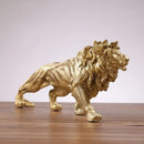 Polished golden lion king resin statue – home office decor by Decorbites