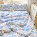 GobekUsa Double-Sided Cool Comforter Set: Ice Silk Duvet, Fitted Sheet, Pillowcase