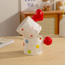 Polka dot white heart design ceramic mug set kitchen cups by Decorbites