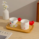 Polka dot white heart design ceramic mug set kitchen cups by Decorbites