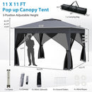 11 X 11 FT Pop Up Gazebo with Mesh Netting and Double Roof-Gray by LJGDeals
