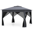 11 X 11 FT Pop Up Gazebo with Mesh Netting and Double Roof-Gray by LJGDeals