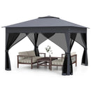 11 X 11 FT Pop Up Gazebo with Mesh Netting and Double Roof-Gray by LJGDeals