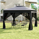 11 X 11 FT Pop Up Gazebo with Mesh Netting and Double Roof-Gray by LJGDeals