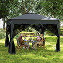 11 X 11 FT Pop Up Gazebo with Mesh Netting and Double Roof-Gray by LJGDeals