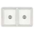 porcelain fire clay white dpuble bowl farmhouse sink SIN POR UDBWH5050 3220FSAF top view