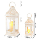 Set of 2 13''&19.5''H Candle Lanterns (Beige Gold Brush)