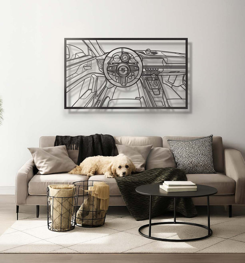 911 GT3 992 Driver's Cockpit Metal Frame Wall Art - MT1470