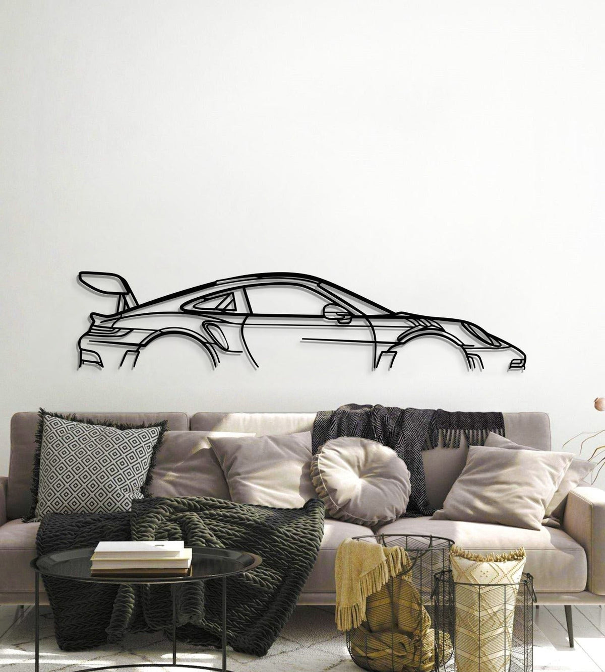 911 GT3 RS Model 992 Metal Car Wall Art  - MT0860, dimensions drawing