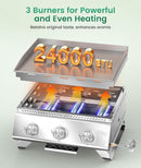 Portable 20-Inch 3-Burner Table Top Gas Grill Griddle