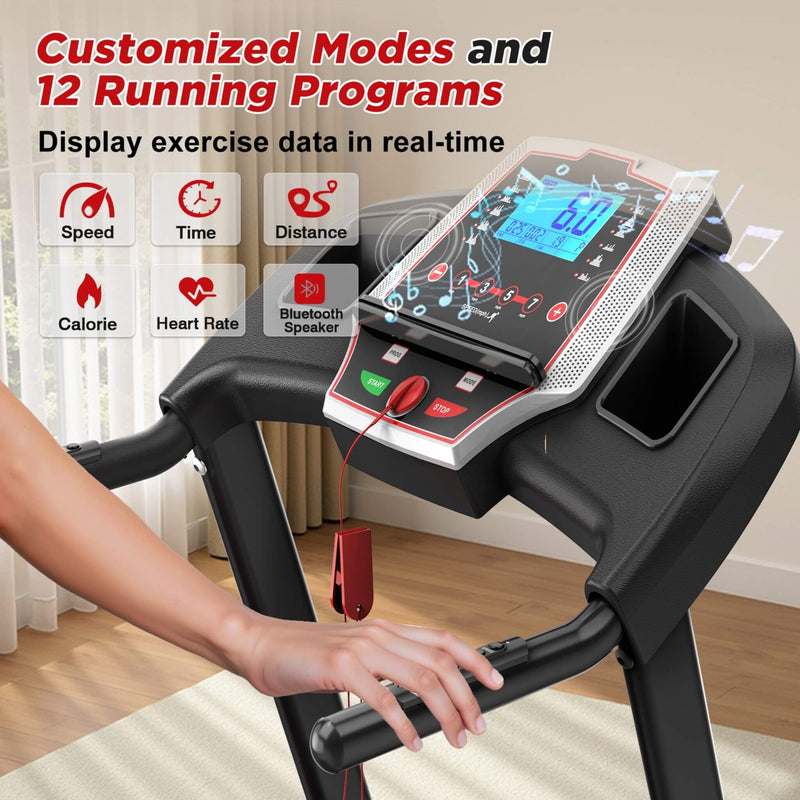 Rovix Portable 3.5HP Space Saving Folding Treadmill W/ Incline & 12 Preset Programs (SAK29735)