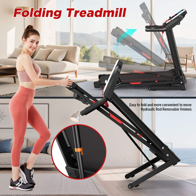 Rovix Portable 3.5HP Space Saving Folding Treadmill W/ Incline & 12 Preset Programs (SAK29735)