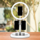 GobekUsa Portable Circular LED Makeup Light with USB Port - Metal Phone Holder in Black/White/Pink