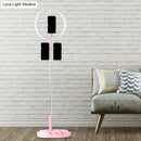 GobekUsa Portable Circular LED Makeup Light with USB Port - Metal Phone Holder in Black/White/Pink