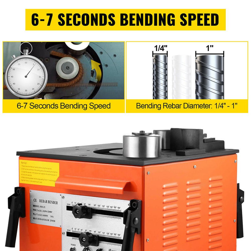 Portable Electric 1 Inch Rebar Metal Conduit Pipe Tube Bender W/ Foot Switch (96712584)