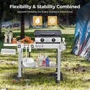 Portable Folding Grill Prep Table with Wheels, Stainless Steel BBQ Grill Stand for Camping, Tailgating and Outdoor Cooking T0130SA
