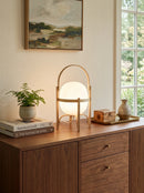 Portable Wood Lantern Glass Table Lamp