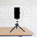 GobekUsa Portable LED Circle Makeup Phone Holder with Adjustable Tripod Stand in Sleek Black
