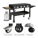 Portable Outdoor 4 Burner Propane Flat Top Gas Grill W/ Wheels, 60K BTU (SAK66104)