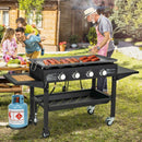 Portable Outdoor 4 Burner Propane Flat Top Gas Grill W/ Wheels, 60K BTU (SAK66104)