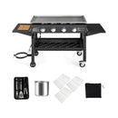 Portable Outdoor 4 Burner Propane Flat Top Gas Grill W/ Wheels, 60K BTU (SAK66104) by SAKSBY.com