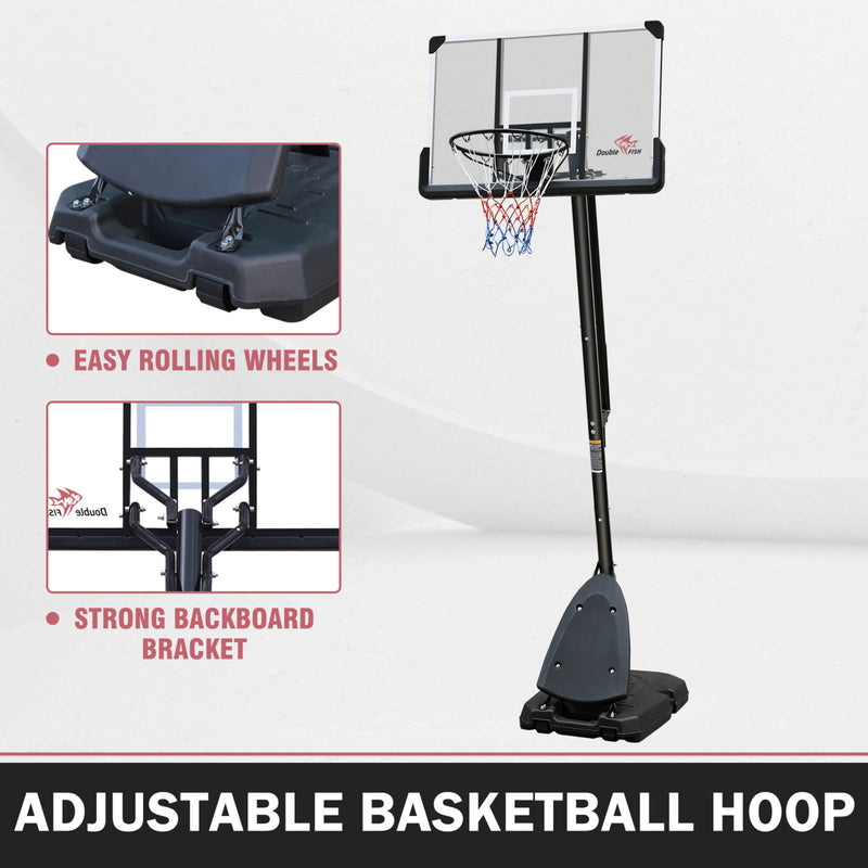 Portable Outdoor All-Weather Height Adjustable Basketball Hoop With 44 Inch Backboard And Wheels, 10FT (SAK58741)