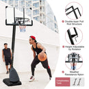 Portable Outdoor All-Weather Height Adjustable Basketball Hoop With 44 Inch Backboard And Wheels, 10FT (SAK58741)