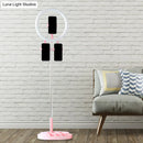 GobekUsa Portable Circular LED Makeup Light with USB Port - Metal Phone Holder in Black/White/Pink