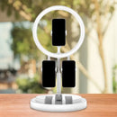GobekUsa Portable Circular LED Makeup Light with USB Port - Metal Phone Holder in Black/White/Pink