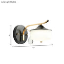 GobekUsa Post Modern Drum Indoor Wall Sconce with Opal Glass and Crystal Droplet in Black and Gold LED Lighting