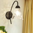 GobekUsa Post-Modern Black Metal Wall Mount Light with Clear Crystal Shade - Trapezoid/Flower/Drum Design