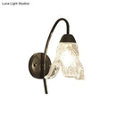 GobekUsa Post-Modern Black Metal Wall Mount Light with Clear Crystal Shade - Trapezoid/Flower/Drum Design