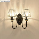 GobekUsa Post-Modern Black Metal Wall Mount Light with Clear Crystal Shade - Trapezoid/Flower/Drum Design