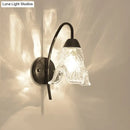 GobekUsa Post-Modern Black Metal Wall Mount Light with Clear Crystal Shade - Trapezoid/Flower/Drum Design