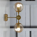GobekUsa Post Modern Amber Glass Globe Wall Sconce with Brass Mount - 1/2 Light