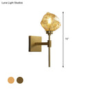 GobekUsa Post Modern Brass Ice Block Wall Light Sconce with Amber/Smoke Gray Glass - Wall Mounted Lamp for Living Room