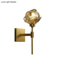 GobekUsa Post Modern Brass Ice Block Wall Light Sconce with Amber/Smoke Gray Glass - Wall Mounted Lamp for Living Room