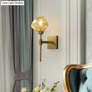GobekUsa Post Modern Brass Ice Block Wall Light Sconce with Amber/Smoke Gray Glass - Wall Mounted Lamp for Living Room