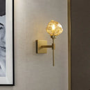 GobekUsa Post Modern Brass Ice Block Wall Light Sconce with Amber/Smoke Gray Glass - Wall Mounted Lamp for Living Room