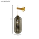 GobekUsa Brass Mounted Smoke Gray Glass Wall Sconce Light - Post-Modern Cylinder Lamp