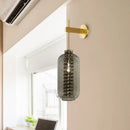GobekUsa Brass Mounted Smoke Gray Glass Wall Sconce Light - Post-Modern Cylinder Lamp