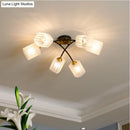 GobekUsa Post Modern Brass Ceiling Light with Frosted Glass - 6/8-Light Flush Mount
