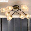 GobekUsa Post Modern Brass Ceiling Light with Frosted Glass - 6/8-Light Flush Mount