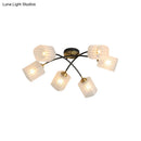 GobekUsa Post Modern Brass Ceiling Light with Frosted Glass - 6/8-Light Flush Mount