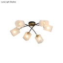 GobekUsa Post Modern Brass Ceiling Light with Frosted Glass - 6/8-Light Flush Mount